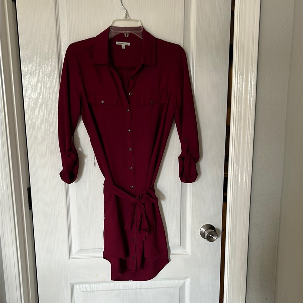 Express Burgundy Shirt Dress